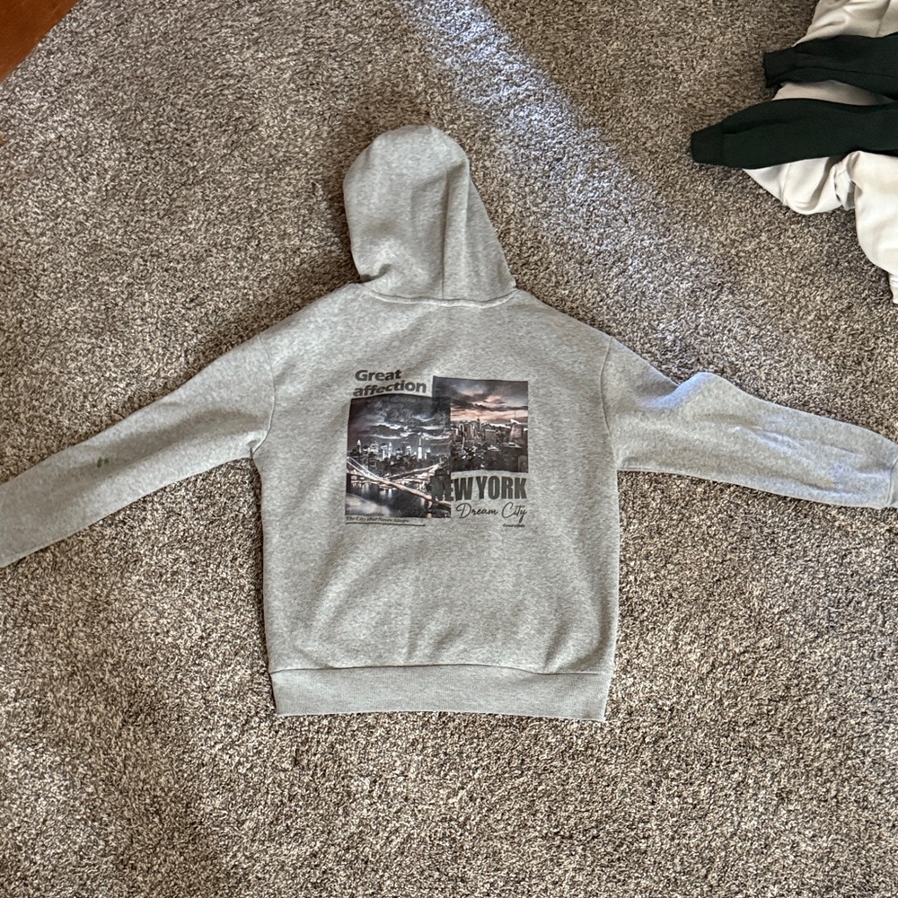 SHEIN Gray New York Graphic Hoodie